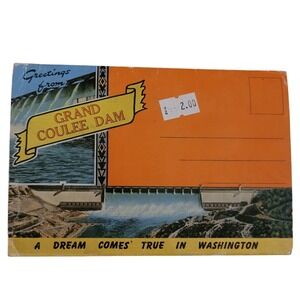 NEW Vintage Grand Coulee Dam Postcard Booklet Scenic Views Washington State PNW